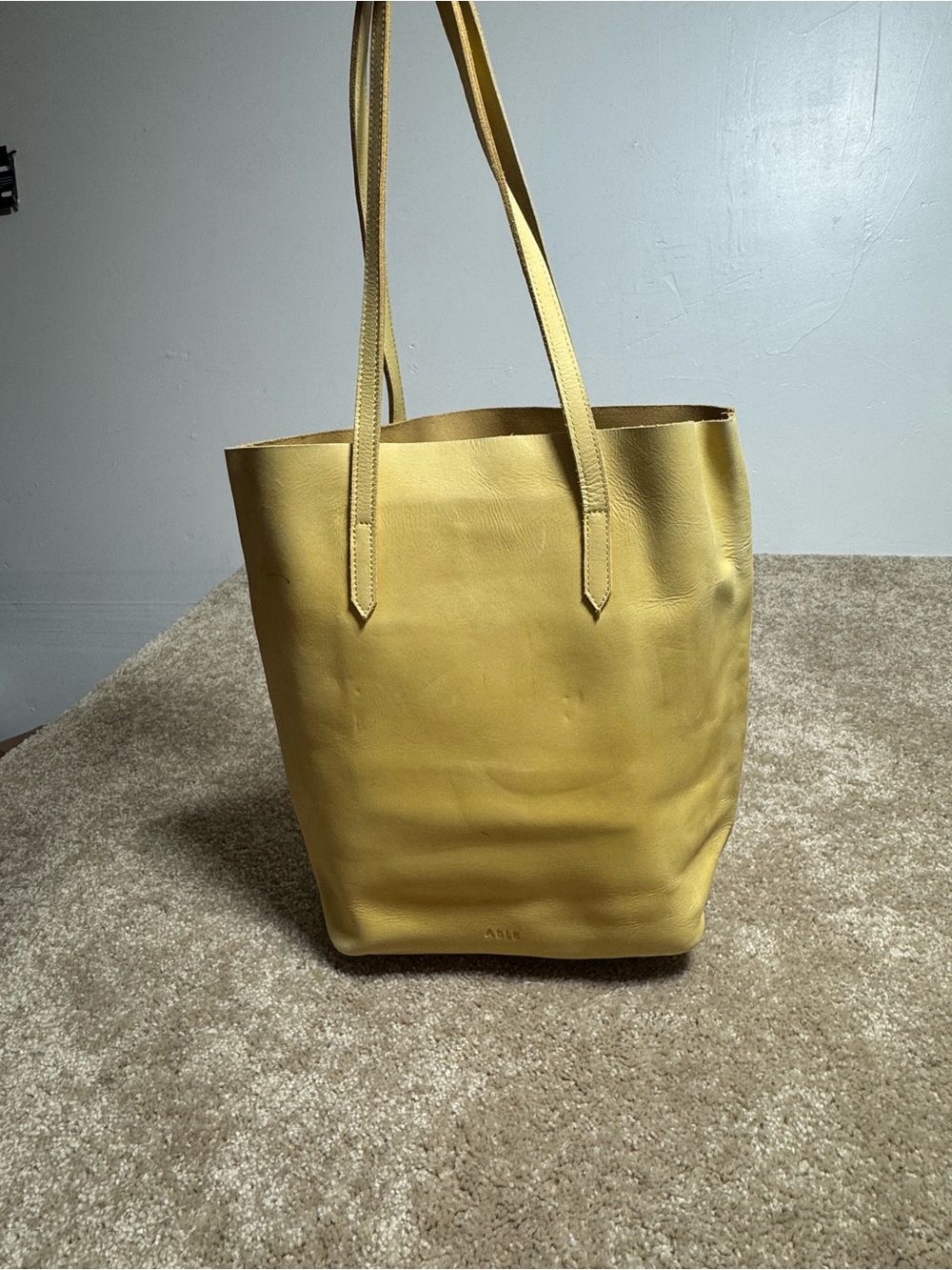 Able Leather Shoulder Tote in Mustard Yellow